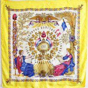 Hermes RepubliqueFrancaise Liberte Egalite Fraternite 1789 Vintage Silk 90 Scarf